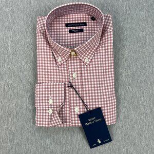 Walker Slater MESSRS Douglas Shirt Men M Slim Pink Gingham Check Long Sleeve NEW